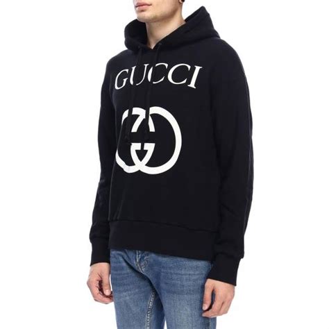 Gucci Felpa in jersey di cotone stampato con cappuccio